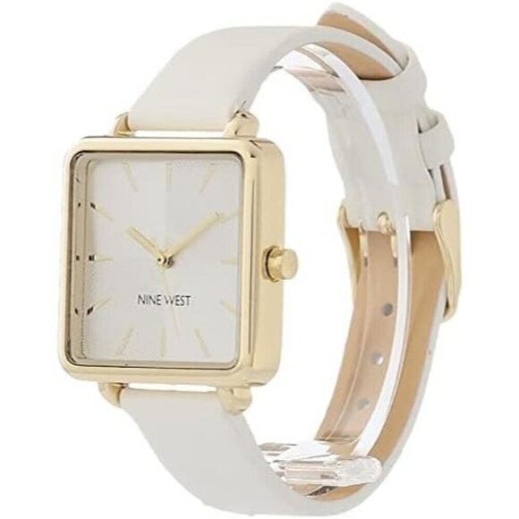 ✨ Nine West Strap Watch Women White Mineral Crystal Lens Textured Dial Watch - Picture 4 of 8